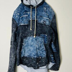 Decibel Hoodie Grunge Sweater XXL Blue Dye Whimsigoth Emo Artsy Streetwear‎ Y2K